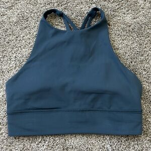 Lululemon Iron Blue Energy Bra High Neck Long Line sz 8